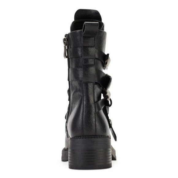 Dkny Womens Black Zipper Accent Ita Round Toe Block Heel Buckle Boots - Picture 3 of 4